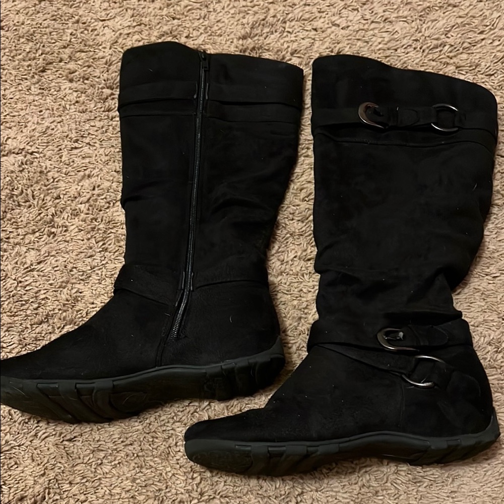 Maurices Black Winter Boots with Buckle Detail